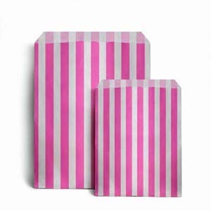 Truly Sweet Candy 50 Kraft Paper Bags - 5" x 7" (29 Styles), Sweet/Gift/Counter & Food Bags (Pink Candy Stripe) โ image 1