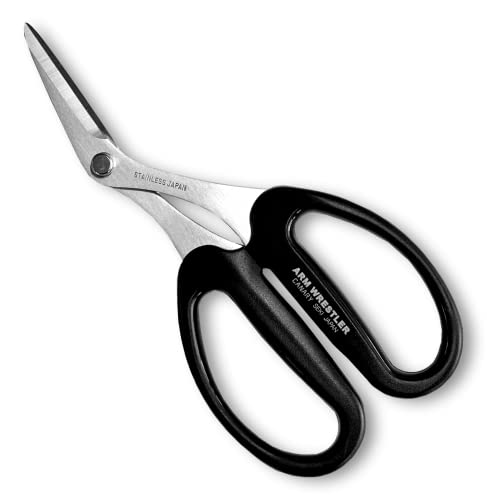 Canary Japanese Garden Scissors Curved Blade 6.5", Made In Japan, Offset Garden Shears For Cutting, Trimming, Harvesting, Japanese Stainless Steel Blade, Black #TOP18