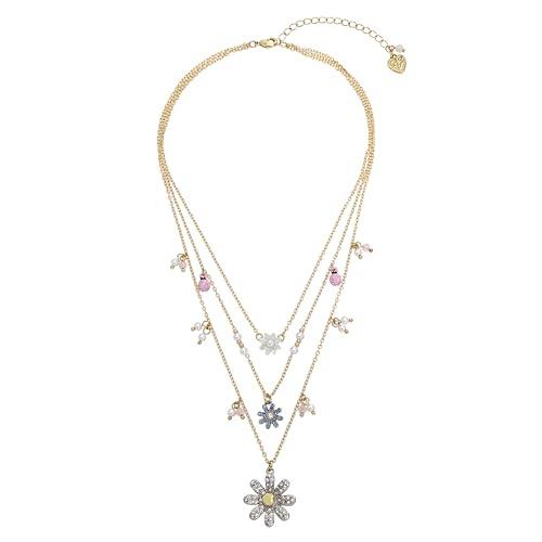 Betsey Johnson Womens Daisy Layered Necklace