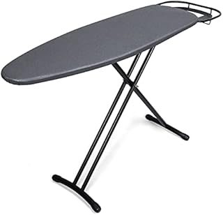 Duwee Ironing Board With Retractable Iron Rest,Folding Adjustable Height Large Ironing Board,Heat Resistant Cover With Thick Felt Pad,Compact and Easy Storage,Black,36 x 111cm