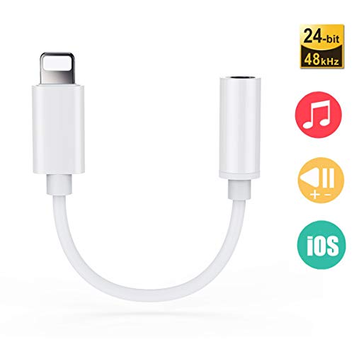 Headphone Adapter Compatible with iPhone X/Xs/XS max 8/8 Plus 7/7 Plus3.5mm Converter Earphone Accessories Splitter Audio Jack Cable Earbud Support iOS 12