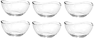 Camellias 6-Piece Glass Dessert Bowls Sundae Ice Cream Set Of 6 Appetiser Fruit Salads Pudding Glass Dishes Small Fruit Serving Starter Glass Bowls 300ml