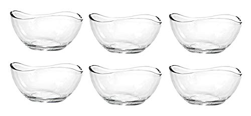 Camellia 6-Piece Glass Dessert Bowls - Ice Cream & Fruit Serving Sundae Glasses, 300ml