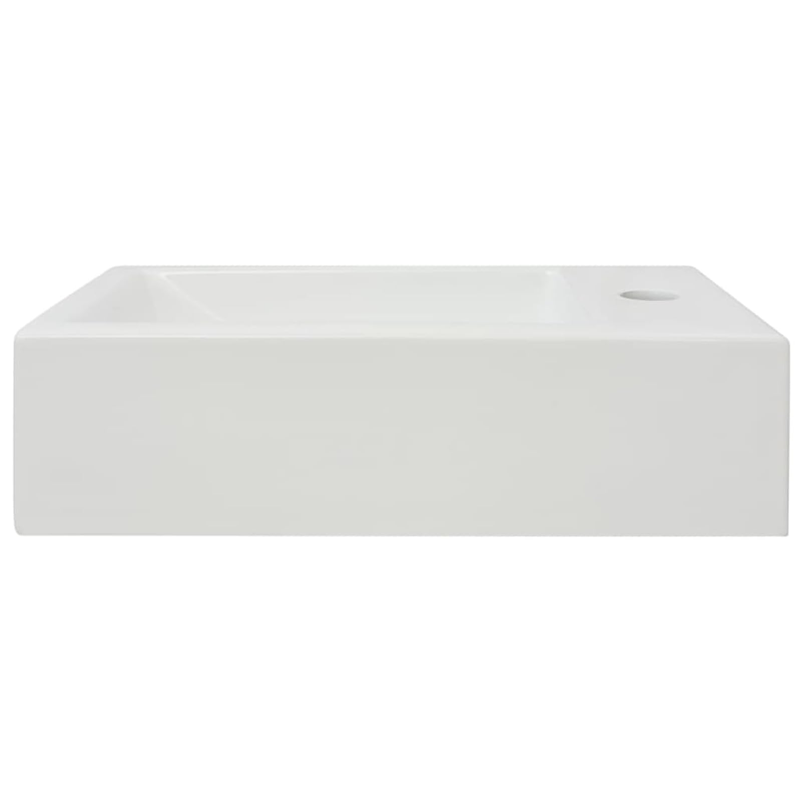 Lavabo con Agujero Grifo, Lavabo sobre Encimera, Lavabo Baño, Muebles De Baño, Mueble Lavabo, Rectangular cerámica 46x25,5x12 Blanco