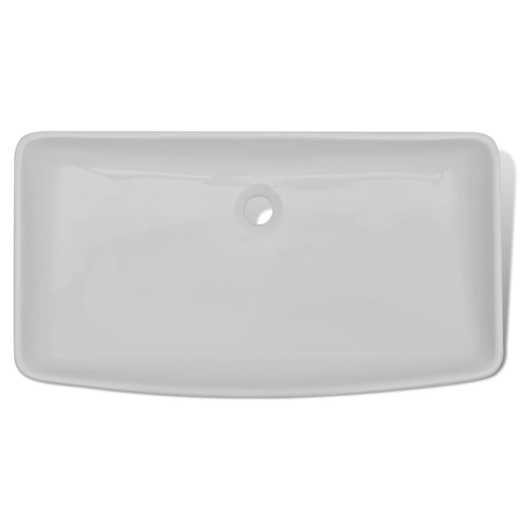 vidaXL Lavabo de Baño Rectangular con Grifo Mezclador de Cerámica Blanco Hogar