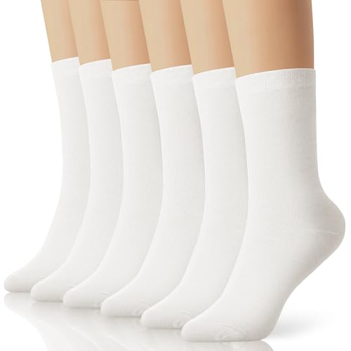 Image of Socks for Women and Men Cotton Crew Pack of 6 | Casual or dress, Less pressure, Holding up well, Colorfast, Gentle on the skin, Travel pack