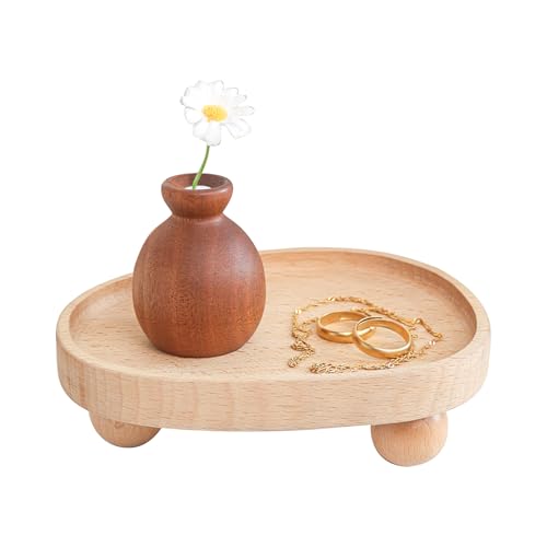 Renchey Bandeja De Exposición Para Joyas | Organizador De Joyeria De Madera Para Pequeños Objetos,Organizador Portaobjetos Para Habitación Apartamento Mesilla Escritorio Tocador Dormitorio