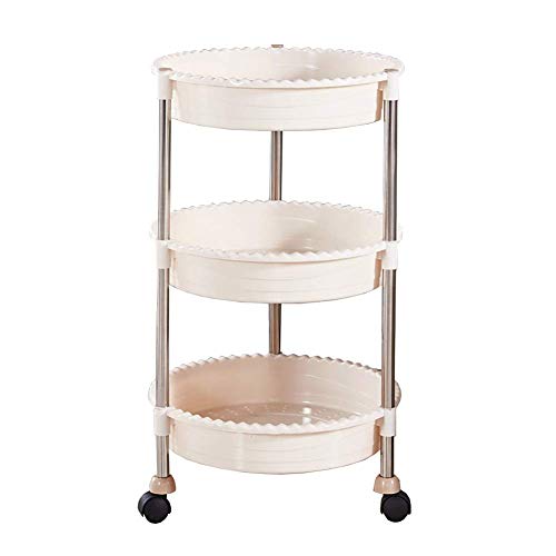 DFEDHF Movable Hand Trucks Storage,Kitchen Movable Trolleys,3 Tier Mobile Beauty Cart,Hair Styling Tray,Dual-Use Spa Rolling Trolley(73x43cm-Creamywhite)