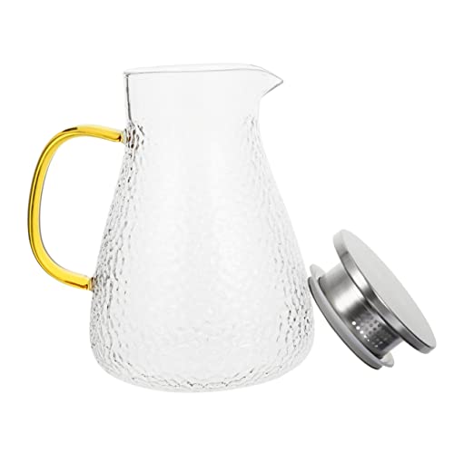 Sosoport Jarra de Agua de Vidrio Resistente al Calor con Asa Ergonómica Jarra para Jugos y Té Dispensador Doméstico para Oficina y Hogar