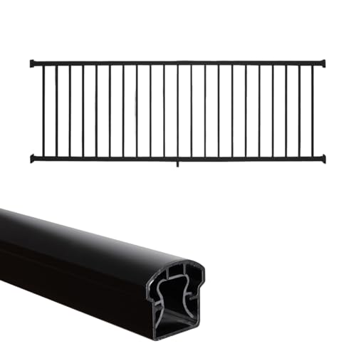 Image of Weatherables 42 in. H x 8 ft. W Stanford Deck Railing Kit - Aluminum Porch & Balcony Railing Kit with Black Powder-Coated Finish, Adjustable Outdoor Hand Rail System