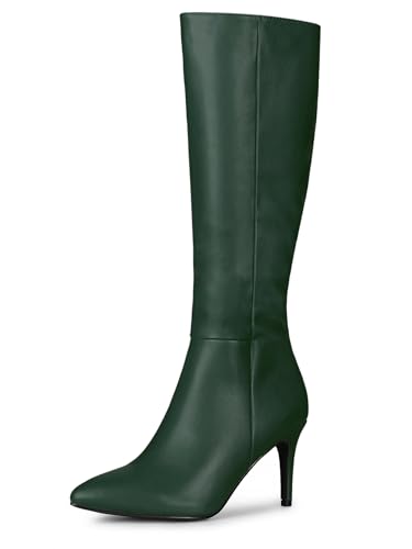 Allegra K Women's High Heels Pointed Toe Stiletto Heel Knee High Boots