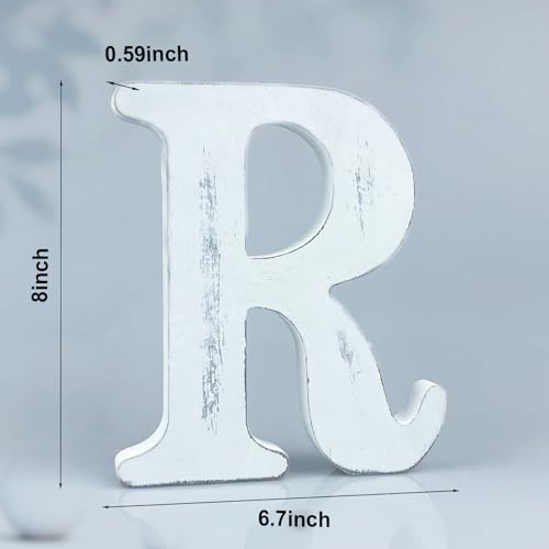 WOODOUNAI 8 Inch Rustic White Wood Letters Unfinished Wood Letters for Wall Decorative White Retro Standing Letters Sign Board Decoration for Craft Home Party Projects (R) by woodounai - Used condition - Image 2
