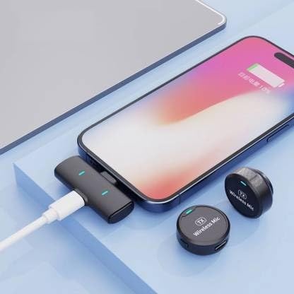 Image of Magnetic Digital Wireless Collar Lavalier Microphone for iPhone Android Video Recording Interview Instagram Reels Song Mobile Camera Live Streaming Podcast Vlogging Office Meeting(SX21)