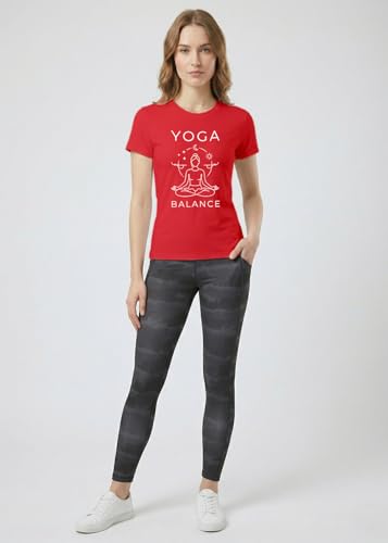 Image of INDISSH Yoga Tshirt for Women Cotton | Graphic Printed Yoga Round Neck Short Sleeves T-Shirt for Woman - WRN-YOGAB-PAR