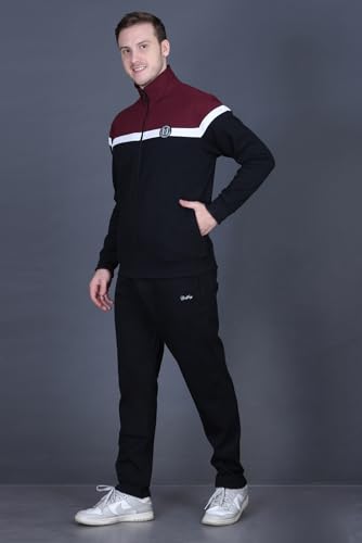 Image of GODFREY Zipper Track Suit For Man Winter Wear High Neck Cotton Tracksuit- Co ords For Men Regular Fit