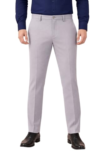 Image of SaintX Men's Premium 4-Way Comfort Stretch Formal Trousers | Smart Sweat Wicking Wrinkle Free Fabric | Smarter Techno Flex Expandable Waistband | Stylish Slim Fit | Daily Office Wear