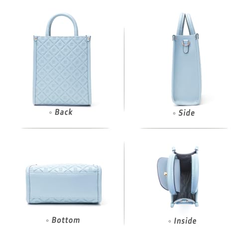 Image of BOYATU Genuine Leather Tote Bag for Women: Designer Small top handles Purse - Everyday Women's Crossbody Handbags - Trendy Casual Satchel Purses (Sky Blue)
