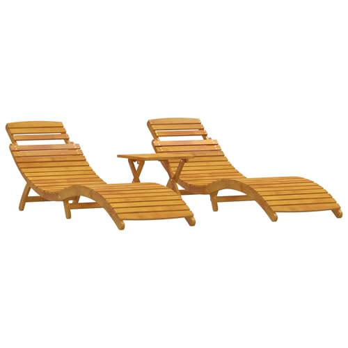 Emmtore Tumbona 3 pcs Marrón Madera de Acacia Sólida