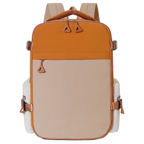 Hiseng Mochila Viaje Cabina Avion 40x25x20cm, 25L Mochila de Color Liso Impermeable Bolso Trabajo de Oxford, Bolso de Viaje Ligero con Correas Ajustables (Café -0,40x25x20cm)