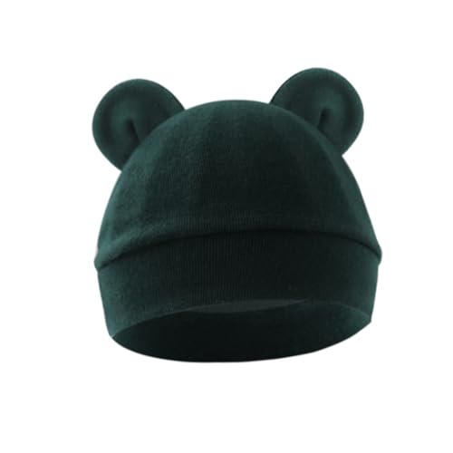 Soft & Breathable Newborns Baby Hat Cotton Fetal Caps for 0 to 3 Months Comfortable Infants Bonnet Fashionable Headwrap Dark Green