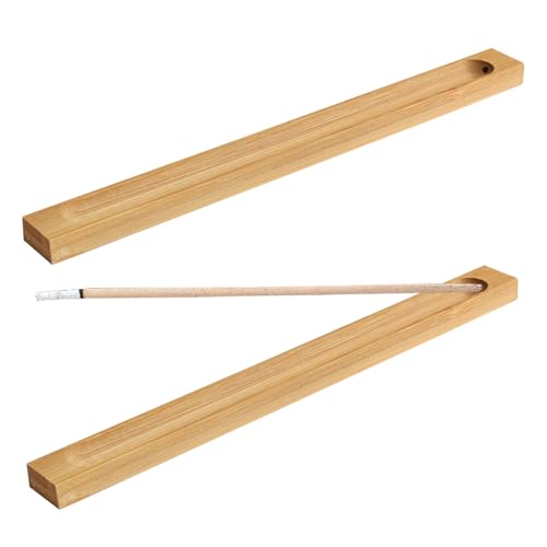 2 Piezas Porta Incienso Madera Quemador Incienso, Soporte de Varillas de Incienso de Bambú para Yoga, Meditación, Oficina, Hogar, 22.7 x 2 cm con un Agujero de 3 mm (Color de Madera)