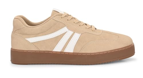 Image of MACTREE Suede Leather Upper Laceup Casual Sneakers for Men | Stitched TPR Sole