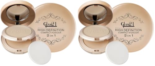Image of Glam21 High Definition Compact Powder 2-in-1 | Smooth Satin Texture | Long-Lasting Matte Finish | Oil-Control & Buildable Coverage | Suitable for All Skin Types | 18gm, Almond Honey-01 (Pack of 2)