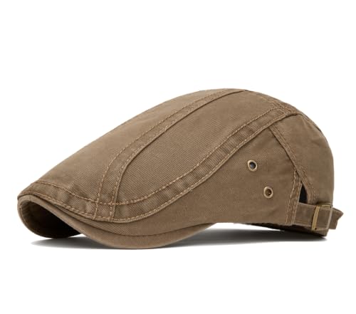 Image of Quanhaigou Unisex Denim Newsboy Hats Flat Ivy Gatsby Cabbie Driving Berets Hat Cotton Dad Cap for Men Women