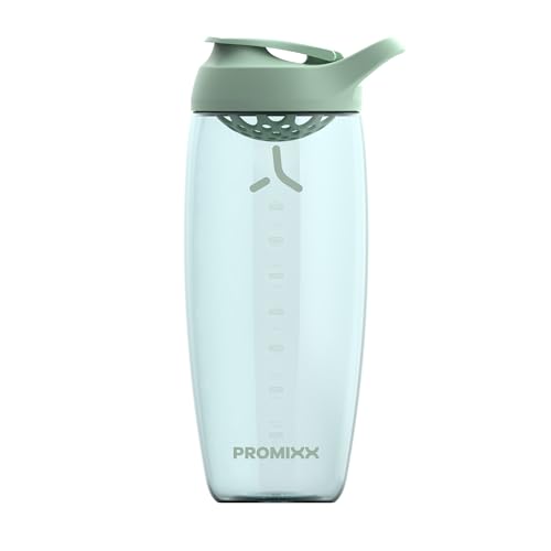 Image of Promixx Pursuit Protein Shaker Bottle (32 oz) - Silent No-Ball Mixer, Leak-Proof Lid, BPA /BPS & Phthalate-Free ECOZEN - Easy-Clean Shaker Cup for Protein Shakes, Pre & Post-Workout Smoothies
