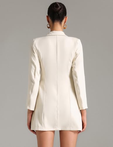 BELLA BARNETT White Asymmetric Blazer Dress Mini Wrap Dress for Woman Elegant V-Neck Business Dress3