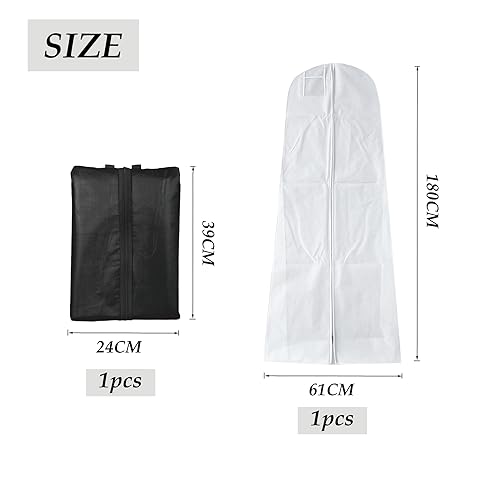 1 piece of non-woven dust cover, with 1 piece of shoe storage bag, Zip clothing protector, household clothing storage bag, foldable protective cover, suitable for wedding dresses - Image 2