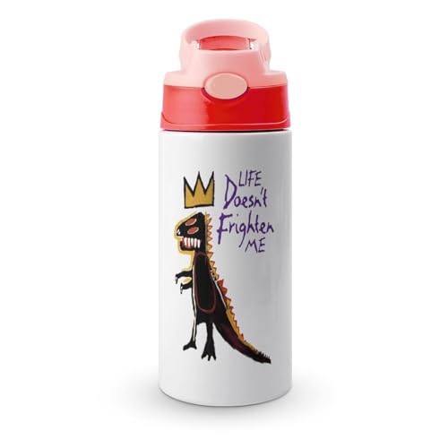 水筒 子供 ジャン=ミシェル・バスキア ウォーターボトル ストローボトル スポーツボトル 温カップ ワンタッチマグ ステンレス製 無害 無味 持ち運び 漏れ防止 ストロー付き 男の子 女の子 通園 通学