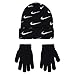 Nike Boys' (8-20) Knit Beanie Cap and Gloves Set Black White