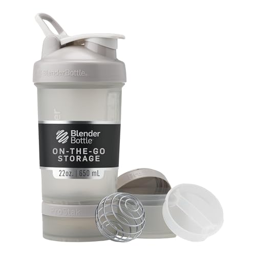 Garrafa coqueteleira BlenderBottle ProStak, com pote para comprimidos e proteína, 650 ml, Smoke Grey
