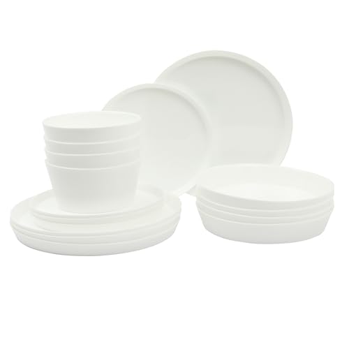 Gibson Home Modern Opal (Service for 4) 16 Piece Glass Chip Resistant Dishes Double Plates and Bowls Lightweight Dinnerware Set by Gibson Home - Used condition - US$20.01