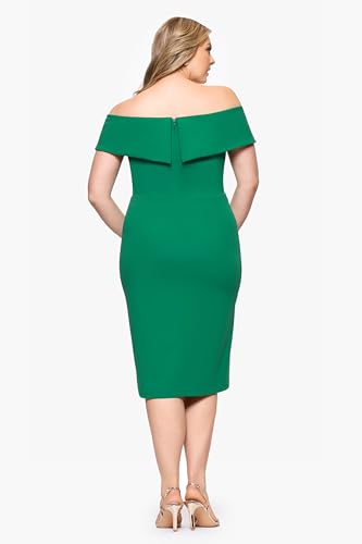 Image of Betsy & Adam Women's Xscape Women's Halter Mock Neck Ruffle Knee Length Dress