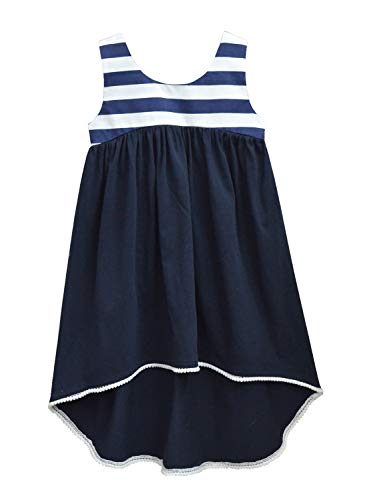 Image of A.T.U.N Girl's Cotton Empire Knee Length Dress (GDRS HLH NWS Navy 2 9-10 YR)