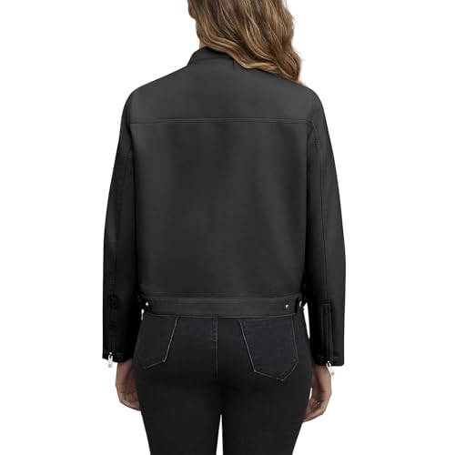 Ladies Long Sleeve Jackets Coats for Women Neck Faux Leather Hooded Motorcycle Basic Winter Fall Outfits 20253