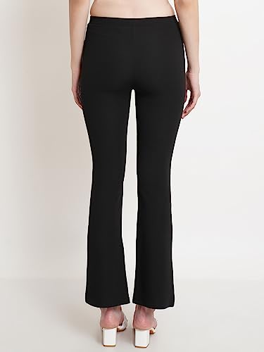 Image of POPWINGS Casual Solid Regular Fit Solid Trouser for Women || Pull On Trouser for Women || Semi-Formal Work Women Trouser for Summer || Stylish Western Trouser