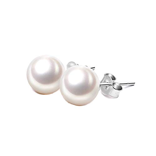 Boucles d'oreilles perle femme argent 925 ronde 7mm gioiellinadir