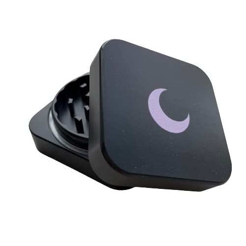 Brando Moon Small Black Pocket Square Crusher - 2 Piece Small Metal Crusher with Moon
