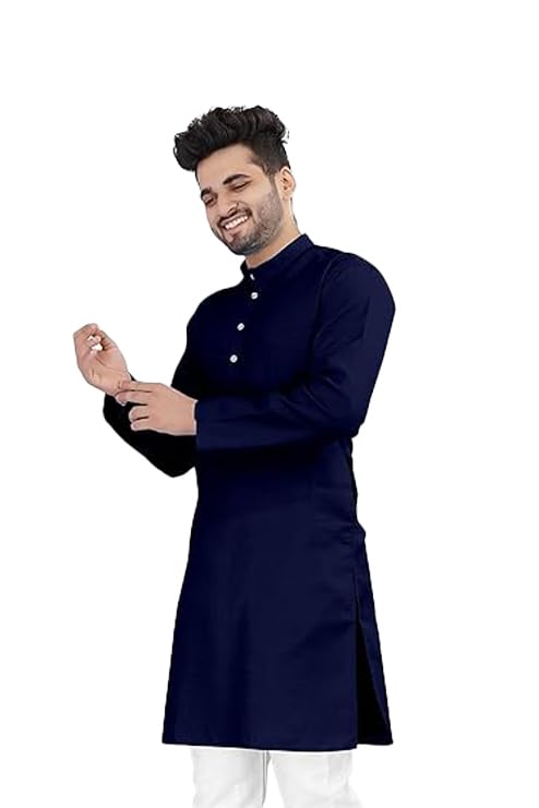 Image of Flossy Men's Cotton Blend Plain Solid Kurta for Men