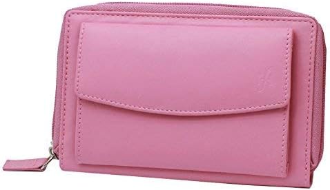 STARHIDE Women RFID Blocking Real Leather Full Zip Around Purse 5520 (Pink), 17cm x 11cm x 3.5cm