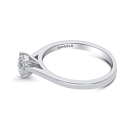 Berricle Sterling Silver Solitaire Wedding Engagement Rings 0.4 Carat Princess Cut Cubic Zirconia Cz Promise Ring For Women, Rhodium Plated Size 7 #TOP2