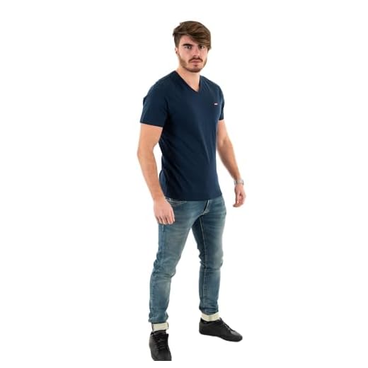 Levi's Herr oryhm vneck T-shirt, Blå (Dress Blues 0002), XL