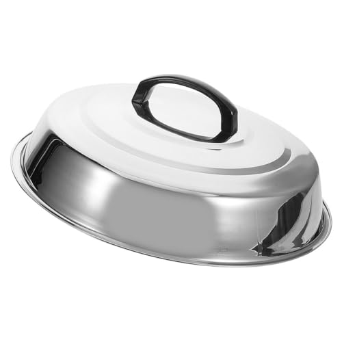 MUCKLILY Cubierta de Acero Inoxidable para Bistec Tapa Elevada para Parrilla y Microondas Cúpula Protectora para Comida Cocina y Restaurante Diseño con Asa para Fácil Manejo