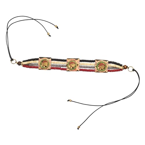 Image of AAKRITI ART CREATIONS Royal Empress Handcrafted Tribal Dhokra Necklace & Choker Collection | Artisan Ethnic Brass Jewelry with Oval & Square Designs, Amulet & Talisman Styles for Women