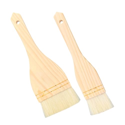 SOLUSTRE Multi-function Brush Set 2pc Bbq Brush Wool Bristles for Cooking Baking Grilling Non-slip Handle Space-saving Design