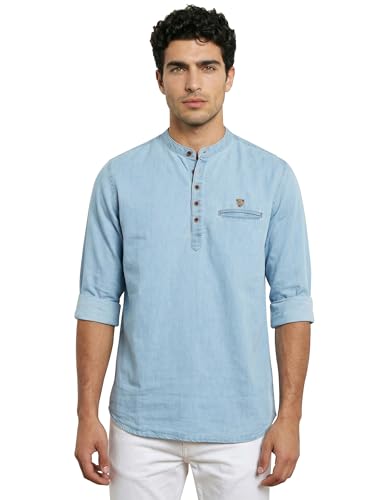 Kuons Avenue Men’s Denim Short Kurta | Tailored Fit | Lightweight...