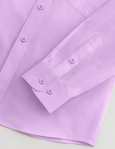 Image of Boys Long Sleeve Button-Down Dress Shirts with Tie: 2 Fabrics (Stretch /Standard) & 2 Fits (Regular /Husky)